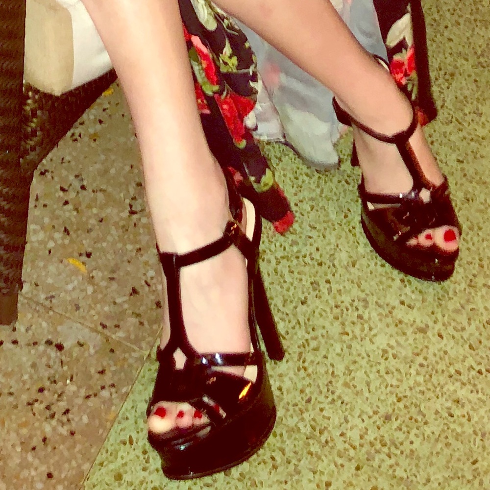 Black strap pumps